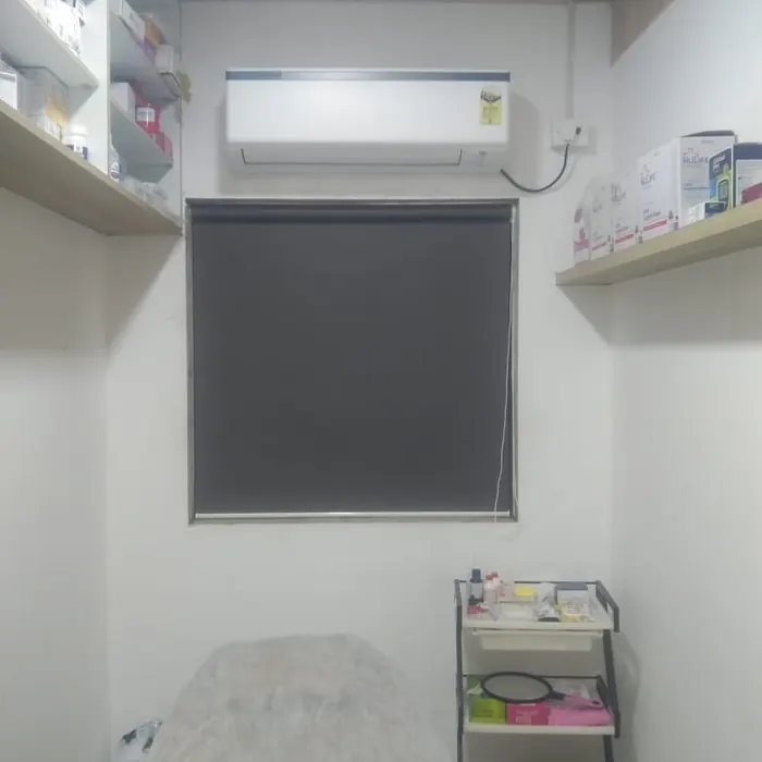 Blackout roller blind fitted in a treatment room