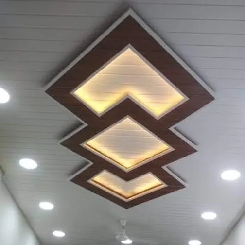Layered gypsum ceiling with recessed cove lighting