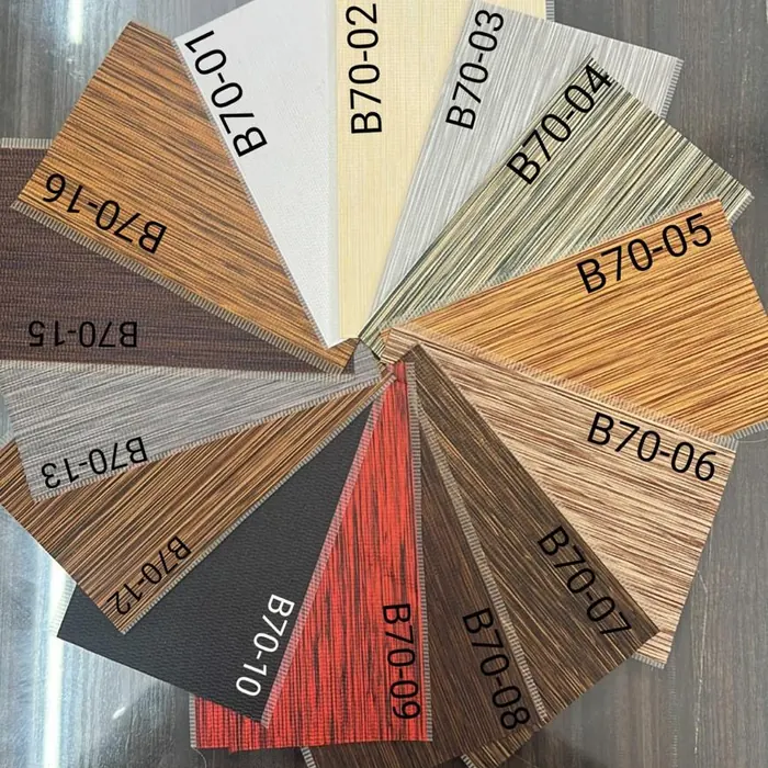 Fan of louver panel finishes laid out for selection