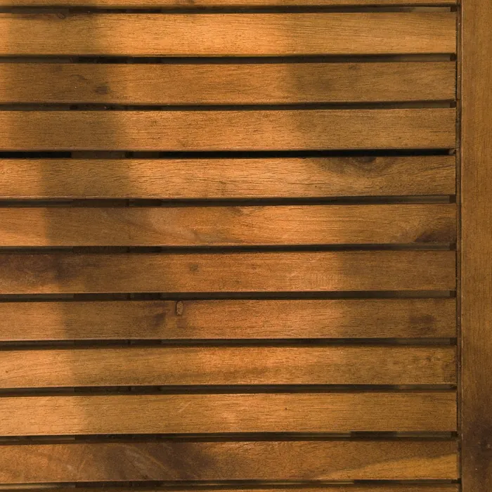 Close view of a timber slat panel
