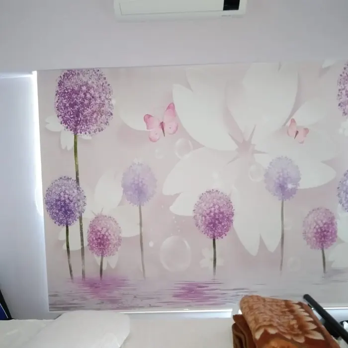 Dandelion mural filling a bedroom feature wall