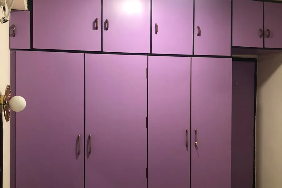 Wardrobe shutters relaminated in a gloss purple finish